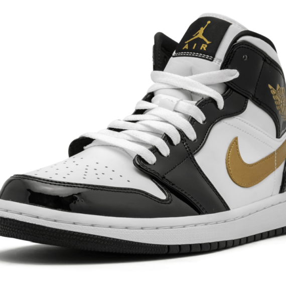 Air Jordan 1 Mid SE "Black Gold Patent Leather" 852542 007