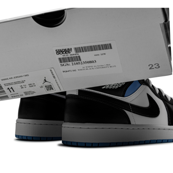 AIR JORDAN 1 MID WMNS "Black / White / University Blue" BQ6472 102