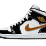 Air Jordan 1 Mid SE "Black Gold Patent Leather" 852542 007